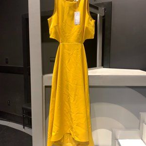 Warehouse midi dress with open back in yellow